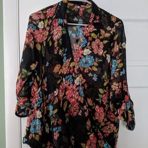 Kut from the Kloth Floral Surplice Blouse